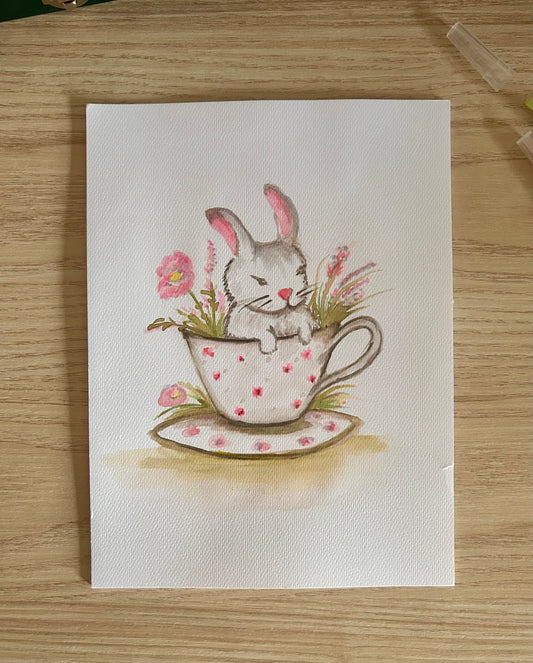 Aquarela Coelho e a Chávena