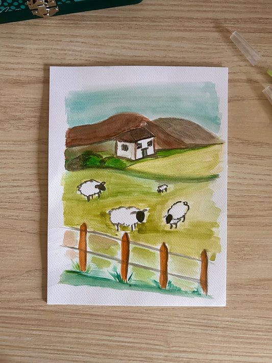 Aquarela Ovelhas Irlandesas